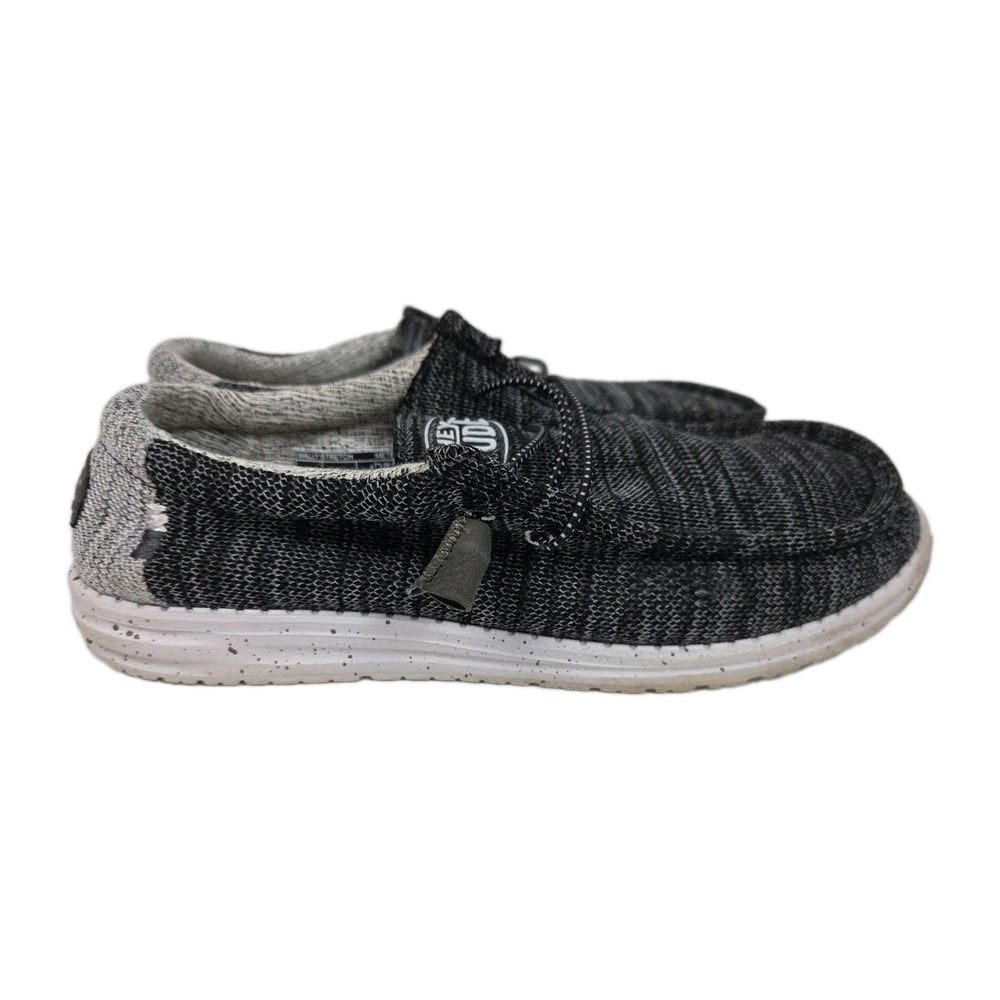 Hey Dude Wally Stretch Shoes Men Size 9 Sneakers Black Gray Slip On Low